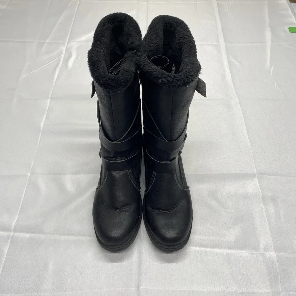 Totes Women's Diedre Black Faux Fur Winter Boots Size 10 Medium